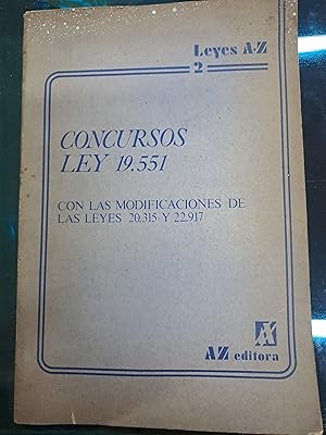 Imagen del vendedor de Leyes A Z 2, Concursos ley 19551 a la venta por Libros nicos