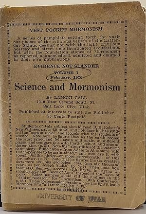 Image du vendeur pour Science and Mormonism: Evidence Not Slander Volume I (Vest Pocket Mormonism) mis en vente par Ken Sanders Rare Books, ABAA