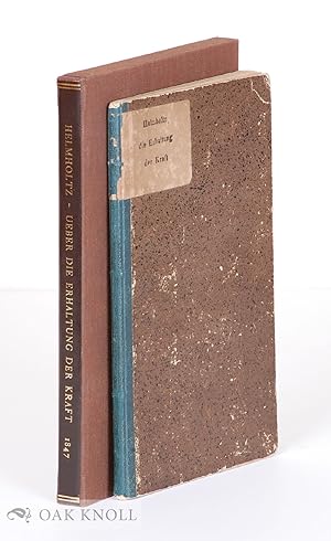 Image du vendeur pour BER DIE ERHALTUNG DER KRAFT, EINE PHYSIKALISCHE ABHANDLUNG, VORGETRAGEN IN DER SITZUNG DER PHYSIKALISCHEN GESELLSCHAFT ZU BERLIN AM 23STEN JULI 1847 mis en vente par Oak Knoll Books, ABAA, ILAB