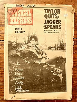 Immagine del venditore per NEW MUSICAL EXPRESS DECEMBER 21, 1974 'TAYLOR QUITS; JAGGER SPEAKS' BRYAN FERRY venduto da Andre Strong Bookseller