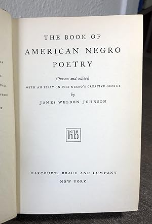 Seller image for The Book of American Negro Poetry - James Weldon Johnson for sale by Big Star Books