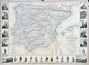 Carte Itineraire Physique et Routiere de L' Espagne et du Portugal indiquant les trois grandes Re...