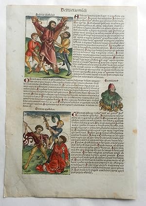 Sexta etas mundi - Folium CVI aus: Liber chronicarum, mit zwei altkolorierten Holzschnitten und f...