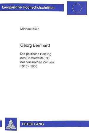 Bild des Verkufers fr Georg Bernhard zum Verkauf von BuchWeltWeit Ludwig Meier e.K.