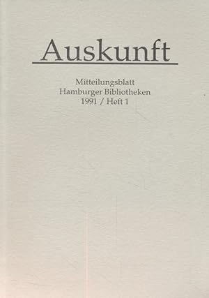 Seller image for Auskunft: Mitteilungsblatt Hamburger Bibliotheken, 11. Jahrgang, Heft 1. for sale by Fundus-Online GbR Borkert Schwarz Zerfa