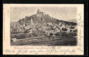 Ansichtskarte Falkenstein i. bayr. Wald, Teilansicht mit Burg