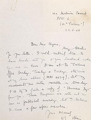 George Orwell Autographed Letter Signed.