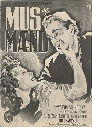 Bild des Verkufers fr Of Mice and Men [Mus og mnd] (Original promotional booklet for the Danish release of the 1939 film) zum Verkauf von Royal Books, Inc., ABAA