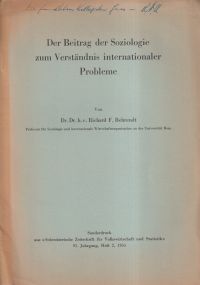 Bild des Verkufers fr Der Beitrag der Soziologie zum Verstndnis internationaler Probleme. zum Verkauf von Bcher Eule