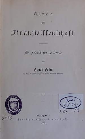 Bild des Verkufers fr System der Finanzwissenschaft. zum Verkauf von Antiquariat Bookfarm