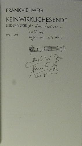 Bild des Verkufers fr Kein wirkliches Ende. Lieder-Verse 1981 - 1991. zum Verkauf von Rotes Antiquariat