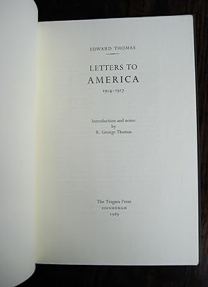 Letters to America 1914-1917. Introduction and notes by R. George Thomas