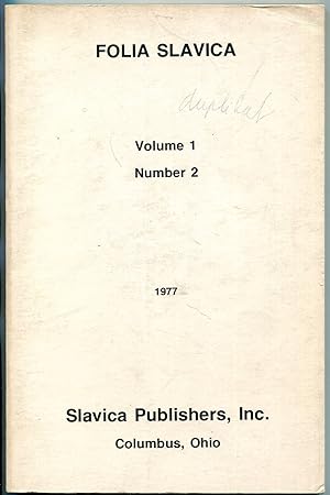 Seller image for Folia Slavica, Volume 1, Number 2, 1977 for sale by Antikvariat Valentinska