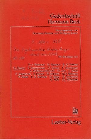 Bild des Verkufers fr Gedenkschrift Hermann Beck. Hg. von H. Dechant u. W. Sieber. zum Verkauf von Antiquariat Lcke, Einzelunternehmung