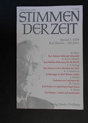Seller image for Stimmen der Zeit Spezial 1-2004 Karl Rahner 100 Jahre for sale by Antiquariat Strter
