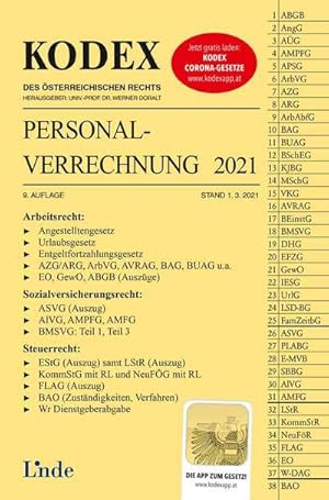 Bild des Verkufers fr KODEX Personalverrechnung 2021: Mit der App zum Gesetz (Kodex des sterreichischen Rechts) zum Verkauf von Rheinberg-Buch Andreas Meier eK