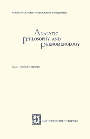 Imagen del vendedor de Analytic Philosophy and Phenomenology: American University Publications in Philosophy a la venta por BuchWeltWeit Ludwig Meier e.K.