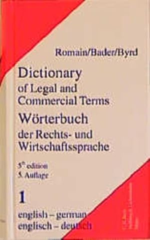 Immagine del venditore per Wrterbuch der Rechts- und Wirtschaftssprache, Englisch, 2 Bde., Tl.1, Englisch-Deutsch Teil 1. Englisch-Deutsch venduto da Antiquariat Mander Quell