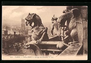 Ansichtskarte Paris, Cathédrale Notre-Dame, Groupe de Chimeres