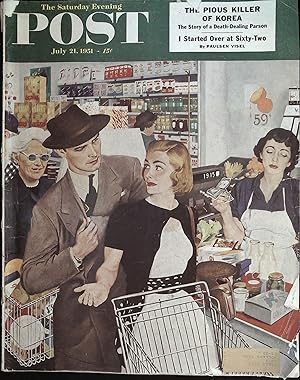 Immagine del venditore per The Saturday Evening Post July 21, 1951 George Hughes Cover, Leslie Ford venduto da AcornBooksNH