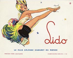 "LIDO LE PLUS CÉLÈBRE CABARET DU MONDE" Porte-photo original illustré par BRENOT 1956 (Concession...