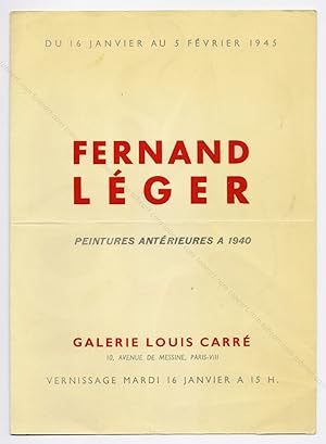 Fernand LÉGER. Peintures antérieures à 1940.