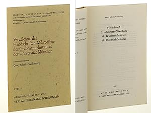 Bild des Verkufers fr Verzeichnis der Handschriften-Mikrofilme des Grabmann-Institutes der Universitt Mnchen. zum Verkauf von Antiquariat Lehmann-Dronke