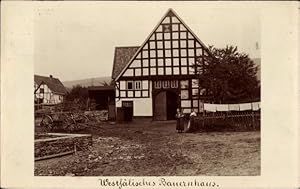 Foto Ansichtskarte / Postkarte Westfälisches Bauernhaus, Fachwerk