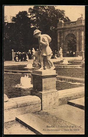 Bild des Verkufers fr Ansichtskarte Berlin-Friedrichshain, Mrchenbrunnen, Hans im Glck zum Verkauf von Bartko-Reher