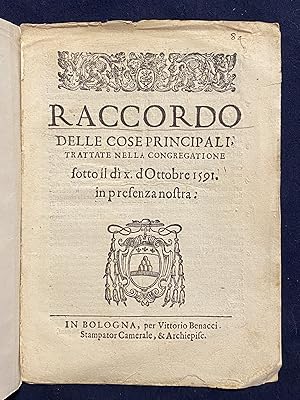 [CRISIS OF THE 1591 CONCLAVE]. Raccordo delle cose Principali trattate nella congregatione sotto ...