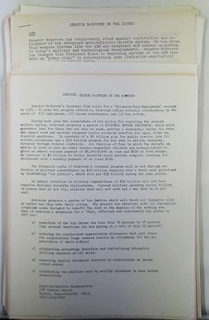 Collection of George McGovern material relating to his 1972 Presidential Campaign. 21 Items