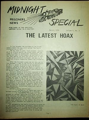 Bild des Verkufers fr Midnight Special. Prisoner News. March, 1974. Vol 4. No. 3 zum Verkauf von Mare Booksellers ABAA, IOBA