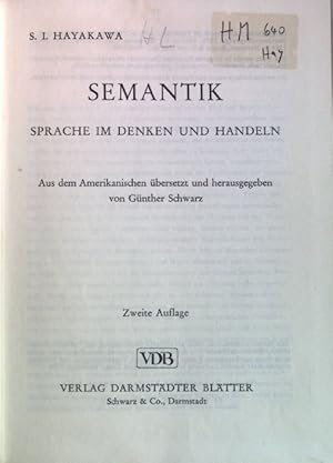 Imagen del vendedor de Semantik: Sprache im Denken und Handeln. a la venta por books4less (Versandantiquariat Petra Gros GmbH & Co. KG)