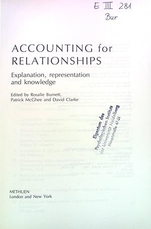 Immagine del venditore per Accounting for Relationships: Expanation, representation and knowledge. venduto da books4less (Versandantiquariat Petra Gros GmbH & Co. KG)