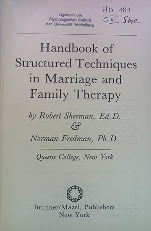 Bild des Verkufers fr Handbook of Structured Techniques in Marriage and Family Therapy. zum Verkauf von books4less (Versandantiquariat Petra Gros GmbH & Co. KG)