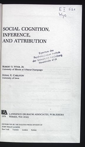 Bild des Verkufers fr Social Cognition, Inference and Attribution. zum Verkauf von books4less (Versandantiquariat Petra Gros GmbH & Co. KG)