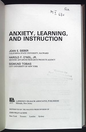 Imagen del vendedor de Anxiety, Learning and Instruction. a la venta por books4less (Versandantiquariat Petra Gros GmbH & Co. KG)