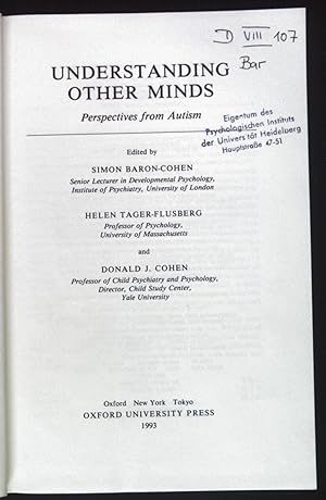 Imagen del vendedor de Understanding Other Minds: Perspectives from Autism. a la venta por books4less (Versandantiquariat Petra Gros GmbH & Co. KG)