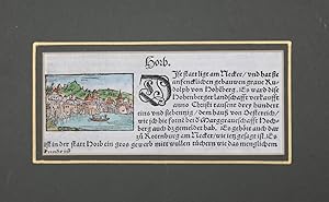 Horb am Neckar. Kleine kolorierte Ansicht. Holzschnitt aus Sebastian Münster,