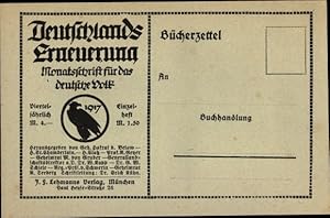 Bild des Verkufers fr Ansichtskarte / Postkarte Deutschlands Erneuerung, Monatsschrift fr das deutsche Volk 1917, J. F. Lehmanns Verlag Mnchen zum Verkauf von akpool GmbH