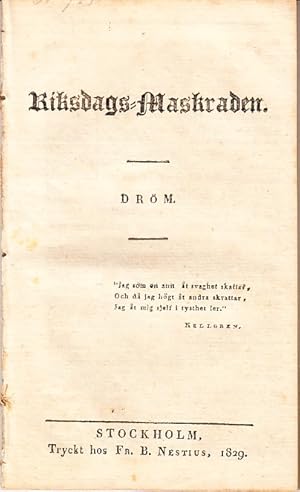 Bild des Verkufers fr Riksdags-maskraden [sic!]. Drm. zum Verkauf von Centralantikvariatet