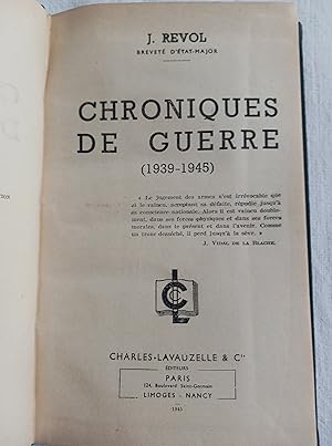 Image du vendeur pour CHRONIQUES DE GUERRE (1939-1945) mis en vente par Librairie RAIMOND