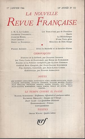 Seller image for La Nouvelle Revue Française Janvier 1966 N° 157 for sale by PRISCA