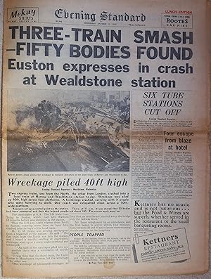 Evening Standard No.39942 Wednesday, October 8, 1952 Lunch edition (Report on Harrow & Wealdstone...
