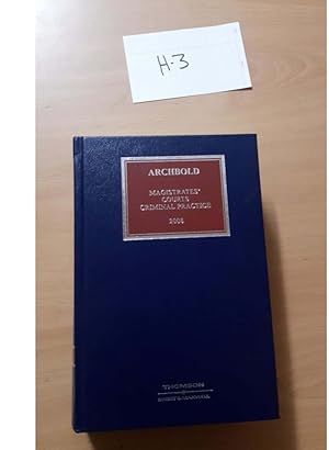 Immagine del venditore per ARCHBOLD Magistrates courts Criminal practice 2008 BY Thomson venduto da UK LAW BOOK SELLERS LTD