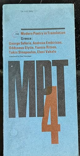 Imagen del vendedor de MPT4. Modern Poetry in Translation: Greece. a la venta por Shore Books