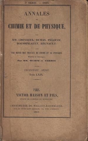 Seller image for Annales de Chimie et de Physique Tome LXIX [Troisime Srie] for sale by PRISCA