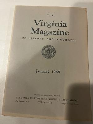 Imagen del vendedor de THE VIRGINIA MAGAZINE OF HISTORY AND BIOGRAPHY JANUARY 1967 VOL. 75 NO. 1 a la venta por Abound Book Company