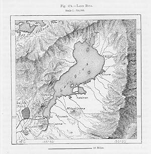 Lake Biwa in Japan,Antique Relief Map