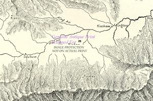 The Tsing-Ling and Singan or Xi'an Antique Topographical Map